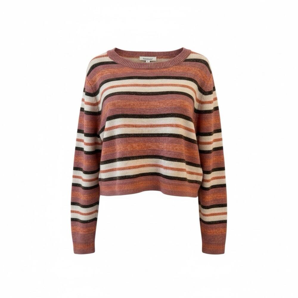 Francesca's Alice Multi Color Striped Soft Pullover Sweater Size Large